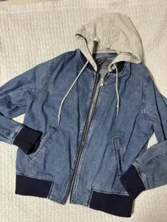 デニムブルー フード付きジャケット Lサイズ