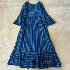 美品♡ヌキテパ ノースリーブ ロングワンピース 刺繍 インド綿 エン