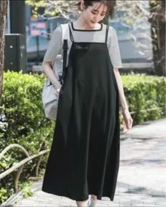 お値下げ▶︎グローバルワーク スゴラクストレッチキャミワンピース　ブラック