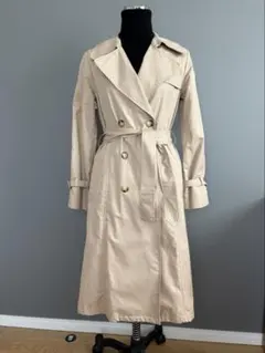 ベージュ ダブルブレスト ビッグカラー トレンチコート