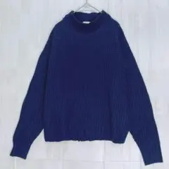アースミュージックアンドエコロジー　ハイネックアクリルニット　青系　F