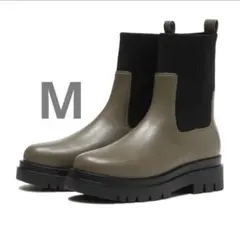 ABC SELECT トラックニットコンビ　ショートブーツ　オリーブ　M