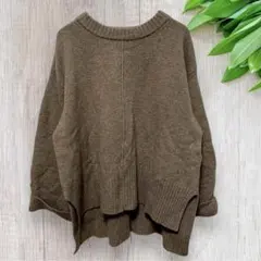 Mila Owen ニット セーター 長袖 オーバーサイズ ウール混 ベージュ