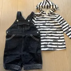 【お得なセット】COMME CA ISM デニムオーバーオールとパーカー 80