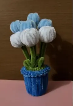 ハンドメイド モールフラワー 枯れない花 チューリップ 鉢植え