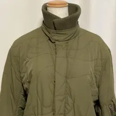 ミリタリー 中綿ジャケット MA-1風 カーキ L 防寒 リブ襟