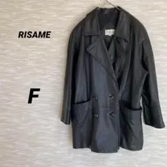 ヴィンテージ レザージャケット ダブルボタン 本革 ラムレザー ブラック F