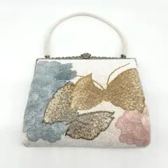 ヴィンテージ 総ビーズバッグ 蝶々 刺繍 和装・洋装 昭和レトロ