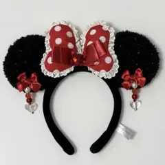 24時間以内発送 ディズニー ミニーイヤリングカチューシャ 赤 リボン