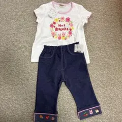 ミキハウス　Hot Biscuits 花柄Tシャツ＆パンツセット 80/90