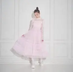 【Lovilyn】チュールロングワンピース ベビーピンク S
