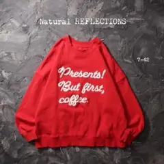 Natural REFLECTIONS トレーナー 刺繍　メッセージ　レッド