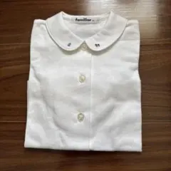 familiar 襟付き長袖ホワイトシャツ