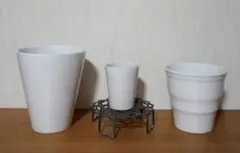 ホワイト陶器製植木鉢　胡蝶蘭鉢　観葉植物植木鉢　アイアン製フラワースタンド付きのサムネイル