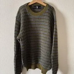 希少 PLAYBOY プレイボーイ 総柄 ニット セーター チェック柄 S 古着