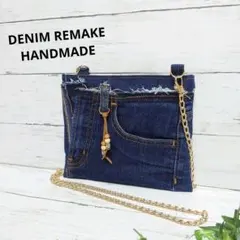 ハンドメイド デニム リメイク ショルダー バッグ スマホ バッグ サコッシュ