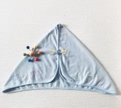 ミキハウス　ベビーポンチョ ケープ　膝掛け　クマ刺繍　手遊びおもちゃ付き