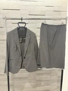 ブラウン　チェック柄　AOKI スカートスーツ 上下