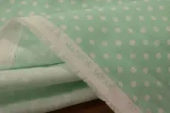 1.5m【ダブルガーゼ生地】広幅/水玉ドット柄/ミント/やわらか/コットン/日本