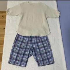 ユニクロ　110 キッズ　男の子　半袖　ハーフパンツ　チェックのサムネイル