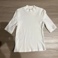 ユニクロ　ハイネック　カットソー　Tシャツ　白半袖