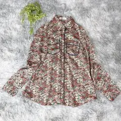 ミッシェルクラン 38 M シャツ ブラウス 総柄 マルチカラー 花柄 通勤