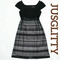 新品✮JUSGLITTY　ジャスグリッティー　レースの上品ひざ丈ワンピース