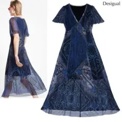 【極美品】デシグアル パワーネット ペイズリー シアー ワンピース ドレス