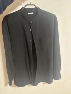 GU ジーユー バンドカラーシャツ（長袖）ブラック Lサイズ