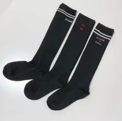 未使用　ハイソックス　3足セット 19〜24cm ① 女の子　ブラック