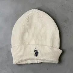 【U.S. POLO ASSN.】刺繍口ゴニット帽ホワイト
