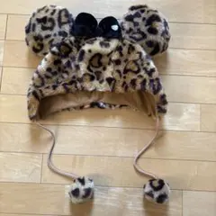 茶色 ヒョウ柄 ファンキャップ ミニー