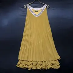 axes femme アクシーズファム　シフォンワンピース　ドレス Mマスタード