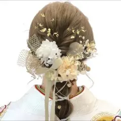 ⭕️ 髪飾り リボン ドライフラワー 着物 和風 結婚式 七五三 ヘアアクセサリー