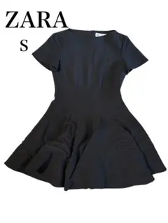 ZARA 半袖 ひざ丈 ワンピース ブラック レディース パーティー 二次会 S