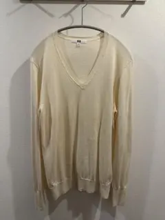 ユニクロ Ｖネック長袖ニット サイズ XL オフシロ