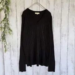 プラステ　PLST　リブニット　セーター　長袖　Ｍ　黒　シンプル　通勤　スリット