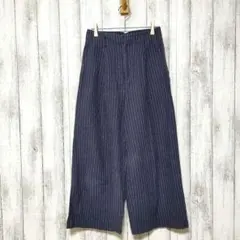 UNIQLO ユニクロ (M)　リネンコットン ワイドパンツ ストライプ
