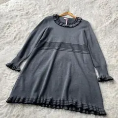 TO BE CHIC フリル使い ニットワンピース サイズV 大きいサイズ