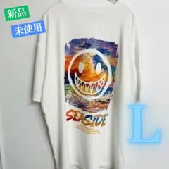 メンズ ニコちゃん オーバーサイズ Tシャツ ホワイト