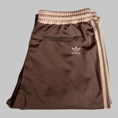 【希少カラー】adidas トラックパンツ L ブラウン×ピンク ジャージ 刺繍