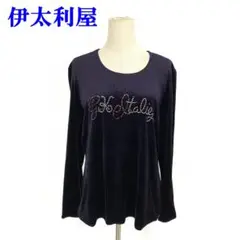 伊太利屋 長袖カットソー ネイビー 紺 トリアセテート 15 C4095