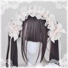♡ Bloom ribbon フリルレースリボンヘッドドレス cream ♡