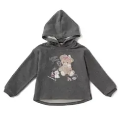 【新品タグ付】mezzo piano 裏毛くまアップリケパーカー 140cm