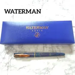 未使用　WATERMAN　万年筆　ブルーマーブル　箱付き　ゴールドトリムのサムネイル