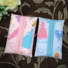 ミニティッシュケース　☆　プリンセス柄　☆　シルエット柄　☆　2個セット