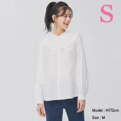 【GU】ケープカラーシャツ(長袖) /オフホワイト S