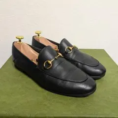 未使用美品 GUCCI ブリクストン ホースビットローファー 黒金 6 25.0