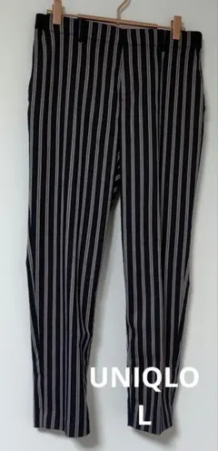 UNIQLO スマートスタイルアンクルパンツ Lサイズ ストライプ ネイビー