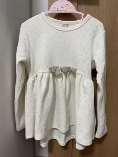 【petit main】アイボリー ドット柄 チュニック 120